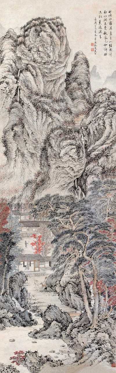 奚冈 1797年作 松霭苍苔图 立轴